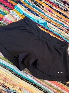 Nike Black Athletic Shorts with White Swoosh